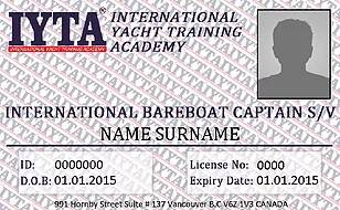 Bareboat Captain IYTA sertifika örneği