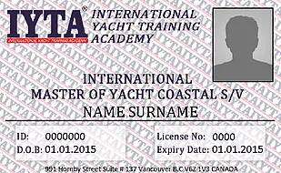 Yachtmaster Coastal IYTA sertifika örneği