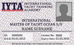 Master of Yacht Ocean IYTA sertifika örneği